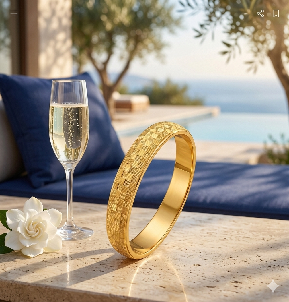 Gold Finish Textured Kada Bracelet for Men & Women