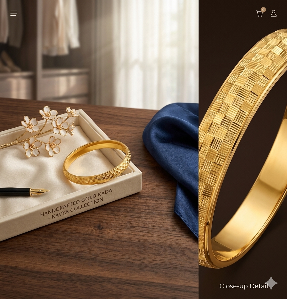 Gold Finish Textured Kada Bracelet for Men & Women