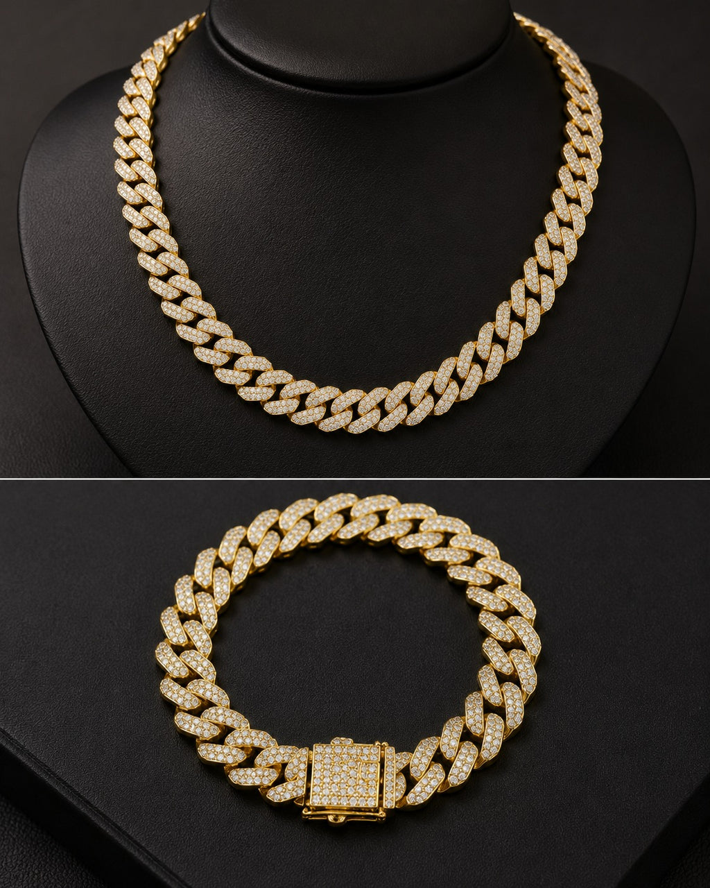 Luxury Gold Plated Cuban Link Chain & Bracelet Set