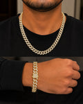 Luxury Gold Plated Cuban Link Chain & Bracelet Set