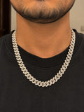 Premium Silver Finish Iced Out Cuban Link Chain