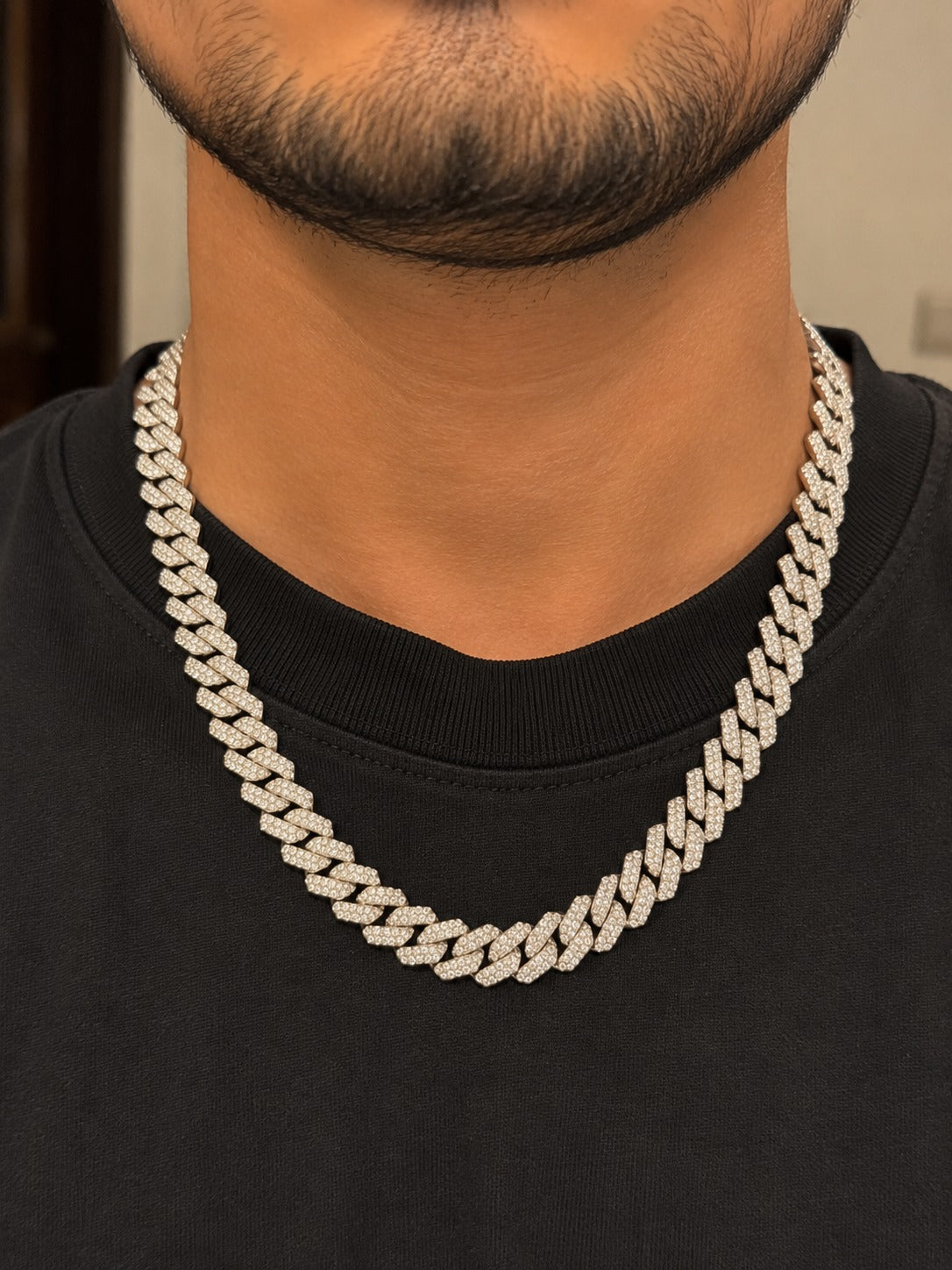 Premium Silver Finish Cuban Link Chain & Bracelet Set