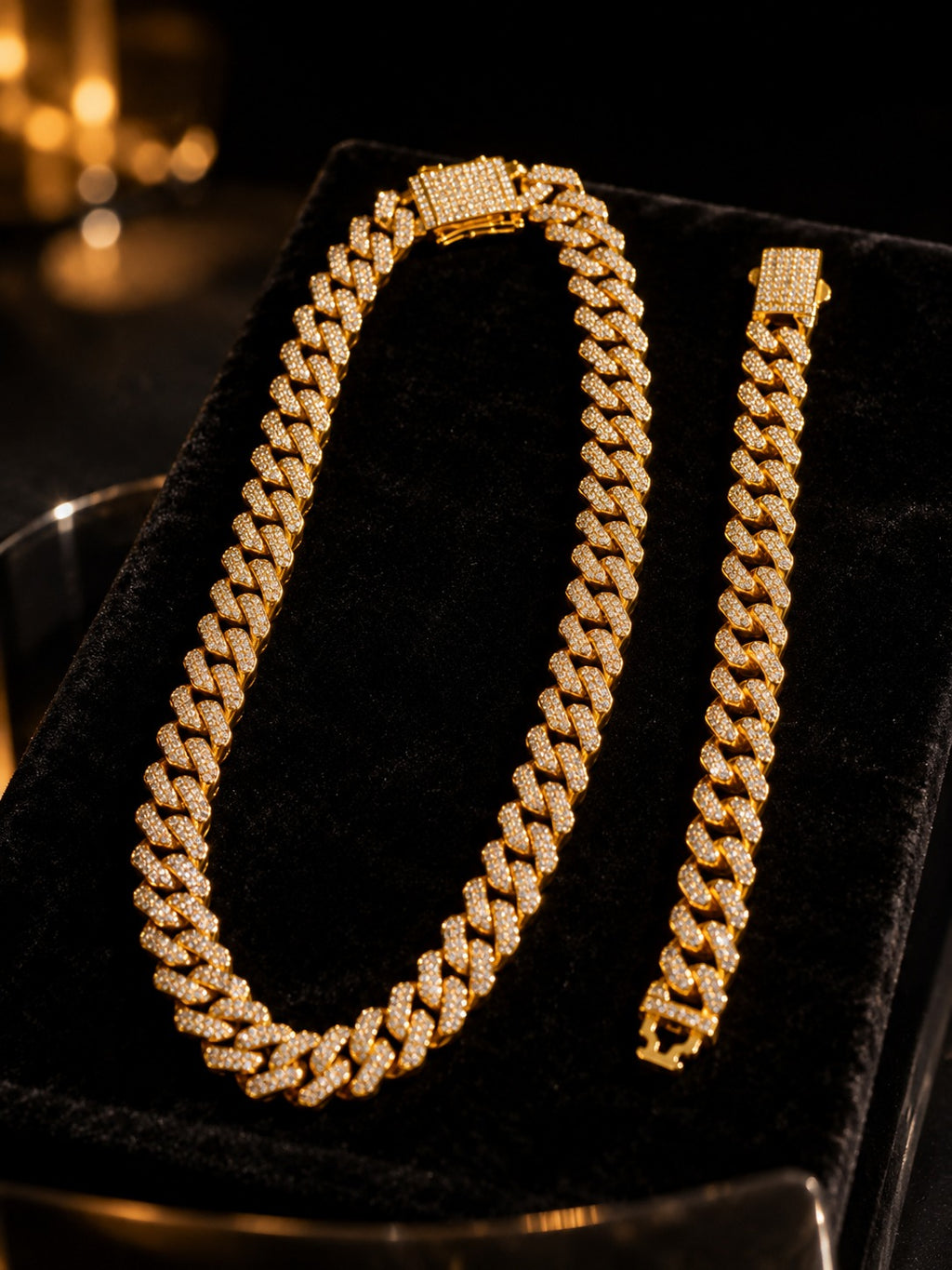 Luxury Gold Plated Cuban Link Chain & Bracelet Set