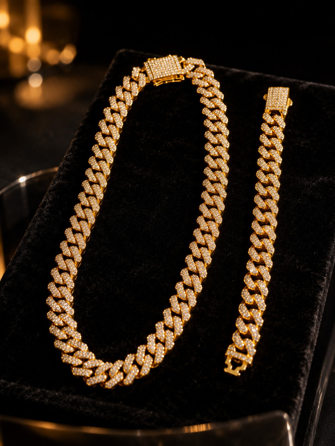 Luxury Gold Plated Cuban Link Chain & Bracelet Set
