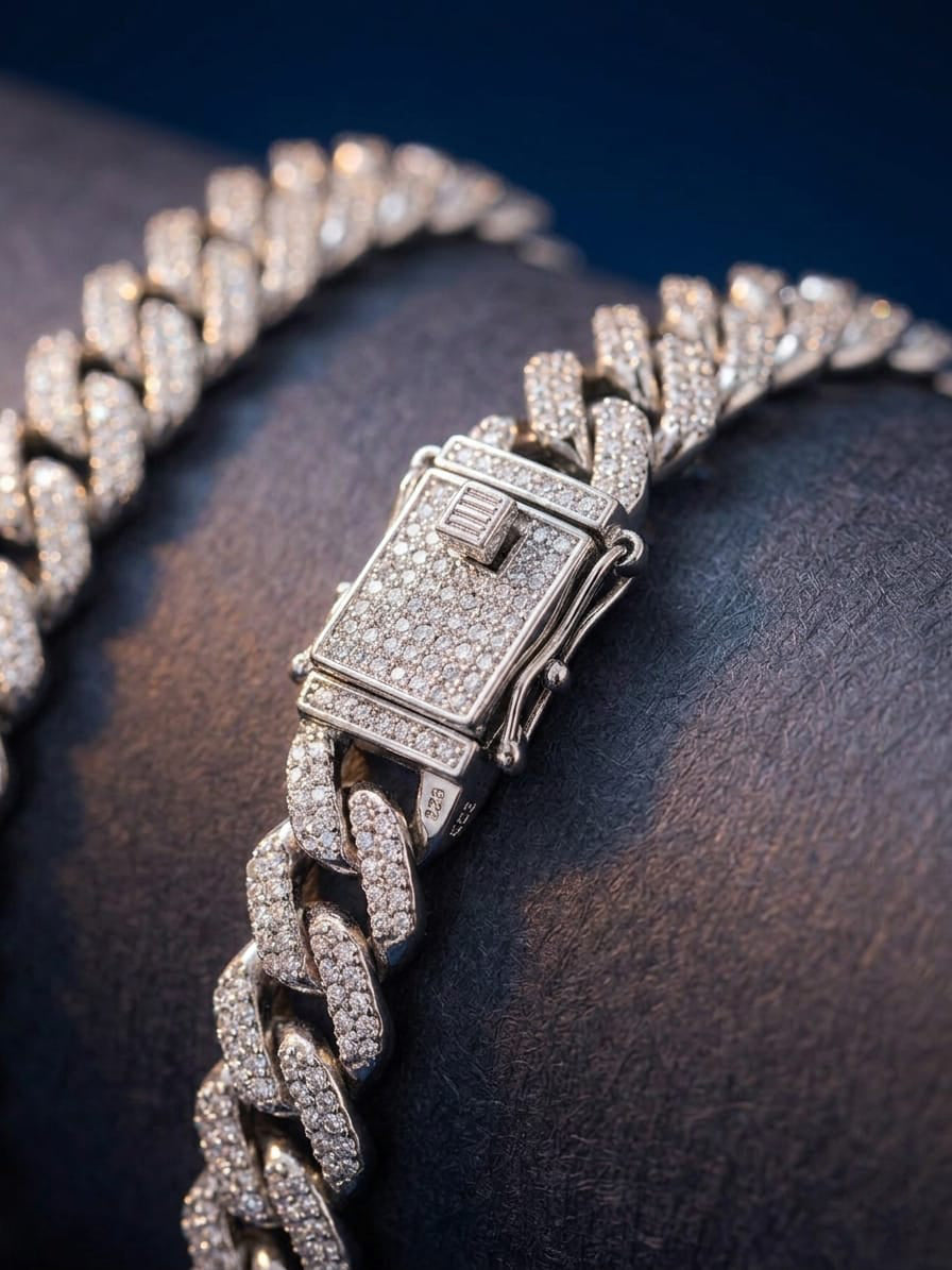 Premium Silver Finish Cuban Link Chain & Bracelet Set